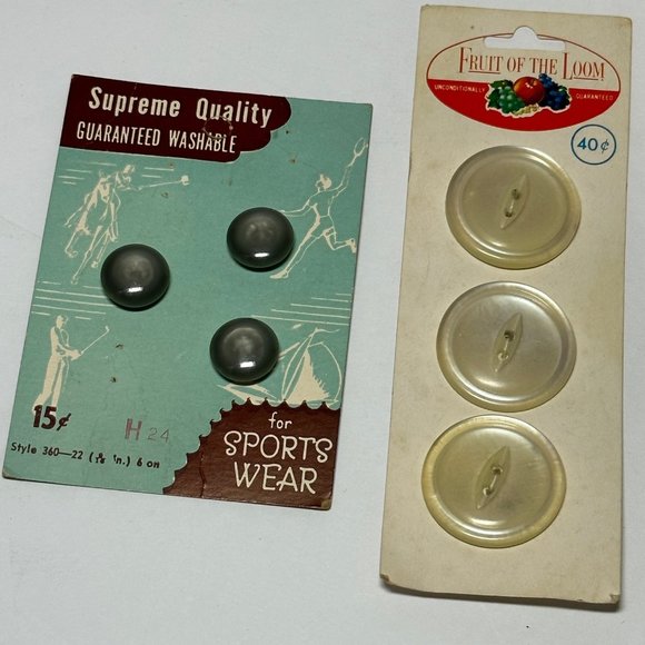 Fruit of the Loom Other - Vintage New Old Stock Buttons 2 Sets of 3 Buttons